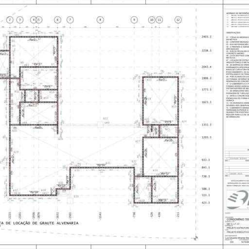 Primeira Fiada e respectivos pontos de Grout