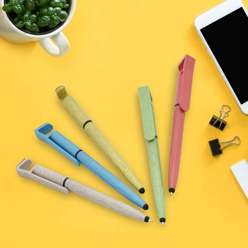 00708T Caneta Fibra de Bambu Touch com Suporte em São José do Rio Preto, SP por Public Gráfica e Brindes