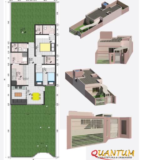 RESIDÊNCIA COM 2 QUARTOS, SENDO UMA SUÍTE COM PLATIBANDA (60 m²) por Quantum Arquitetura & Urbanismo