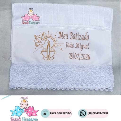 Toalhinha de Batizado Personalizada em Batatais - Elegância