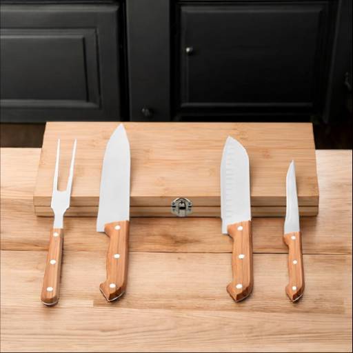 Kit Churrasco 4 Peças com Maleta de Bambu
