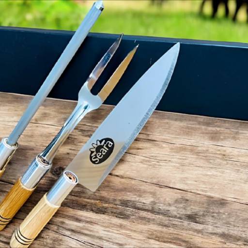 Conjunto Churrasco Faca, Chaira e Garfo