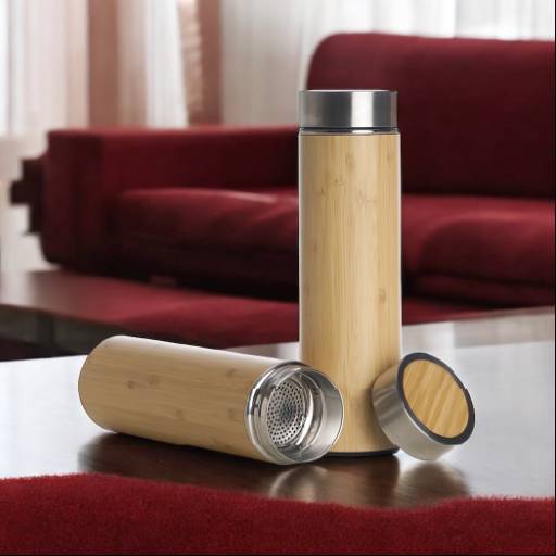 Garrafa Bambu Térmica 500ml Com Infusor