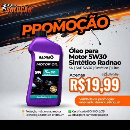 Óleo para Motor 5W30 Sintético Radnao em Santa Bárbara D’Oeste