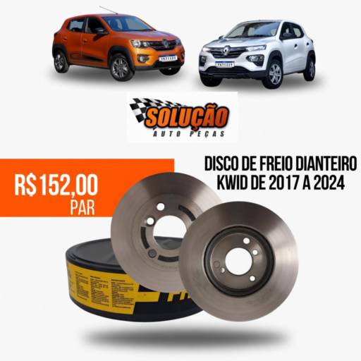 Disco de freio dianteiro Kwid 2017 a 2024 com preço acessível e máxima segurança