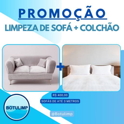 Comprar o produto de Combo BOTULIMP Limpeza de Sofá Colchões e Cadeiras em Limpeza de estofado  pela empresa Botulimp em Botucatu, SP por Solutudo