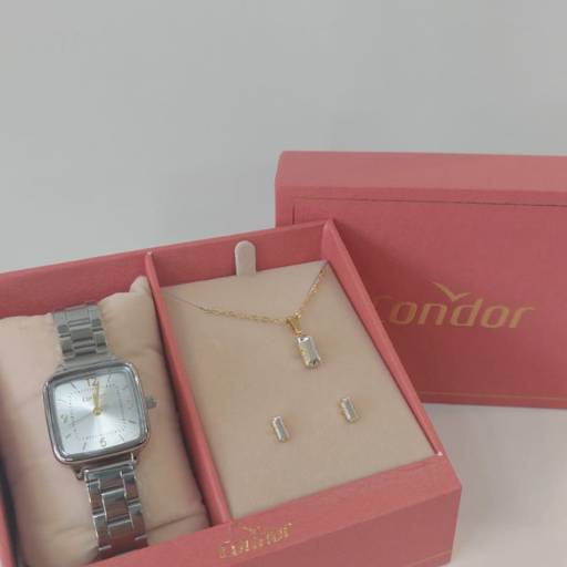 Kit de Relógio Condor Feminino Prata e Dourado - CO2035NST/4K