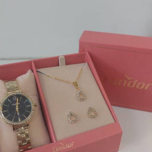 Kit de Relógio Condor Feminino Dourado - CO2035NUF/5P