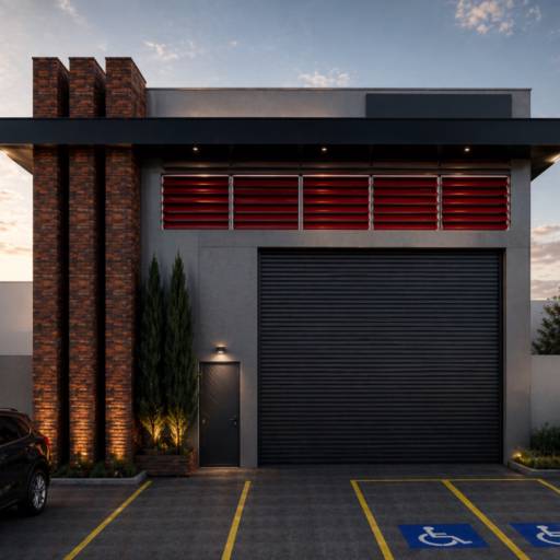 Projeto Galpão Comercial com fachada moderna e funcional