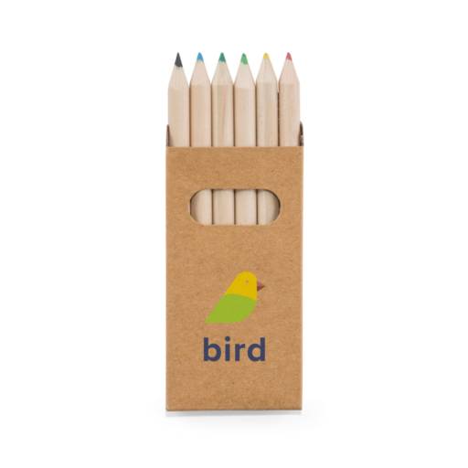 Caixa de cartão com 6 mini lápis de cor 51750 BIRD. em São José do Rio Preto, SP por Public Gráfica e Brindes
