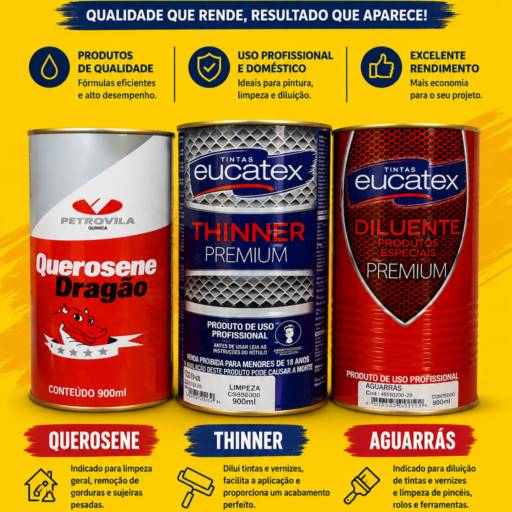Aguarrás, Thinner e Querosene: Qualidade e Desempenho para Todo Tipo de Projeto