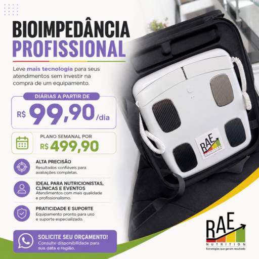 Bioimpedância profissional para locação por apenas R$ 99,90/dia