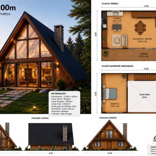 Chalé 12m² Nova Steel – conforto, charme e natureza em um só projeto