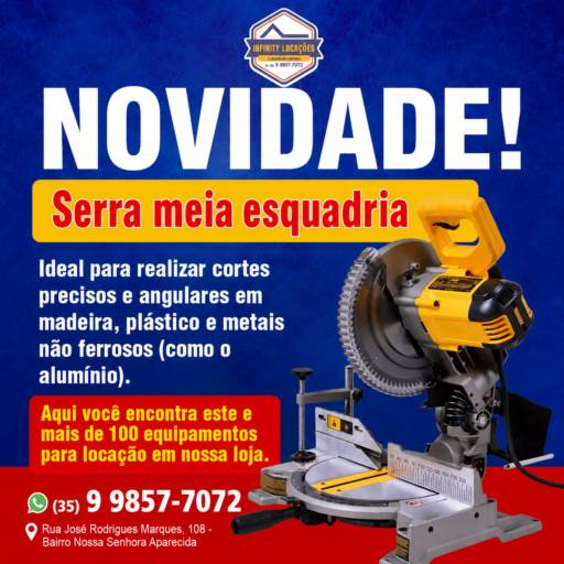 Locação de Serra Meia Esquadria em Cambuí, MG