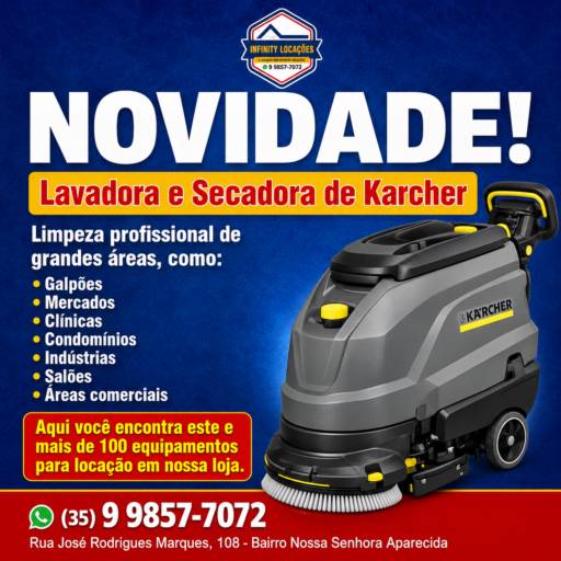 Locação de Lavadora e Secadora Kärcher em Cambuí, MG