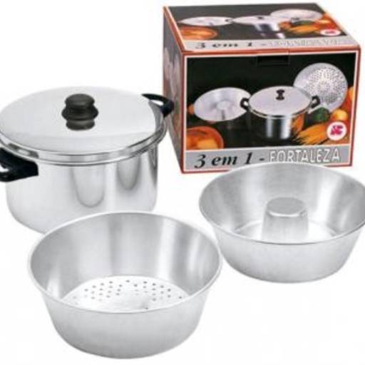  Conjunto Banho Maria Alumínio Polido 3 Peças por Casa Vitória