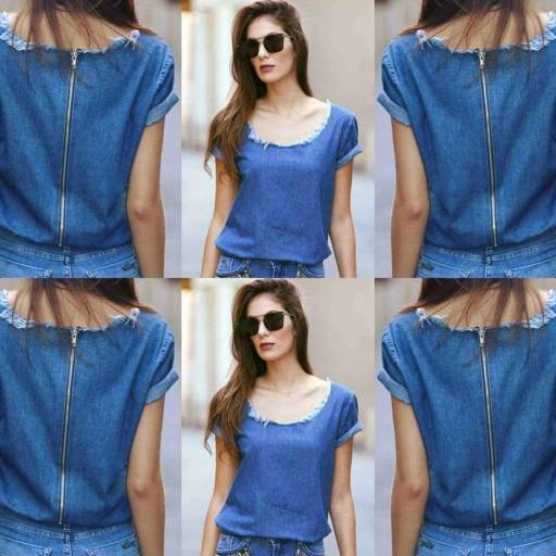 Blusa Jeans Desfiada c/ Zíper (Disponível no Tamanho: 40) por Blessing Store 