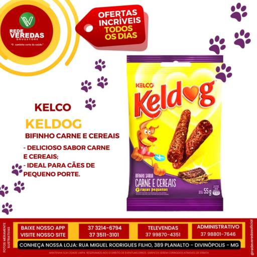 Bifinho KelDog Cães Adultos e Filhotes Carne e Cereais - 55g por DROGARIA REDE VEREDAS - FARMÁCIA EM DIVINÓPOLIS