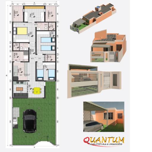 RESIDÊNCIA COM 3 QUARTOS, SENDO UMA SUÍTE OM CLOSE + GARAGEM + ÁREA GOURMET COM PLATIBANDA (101 m²). por Quantum Arquitetura & Urbanismo