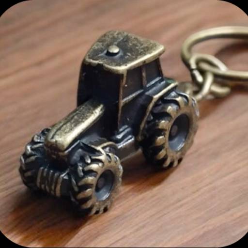 Chaveiro Trator 3D Ouro Envelhecido