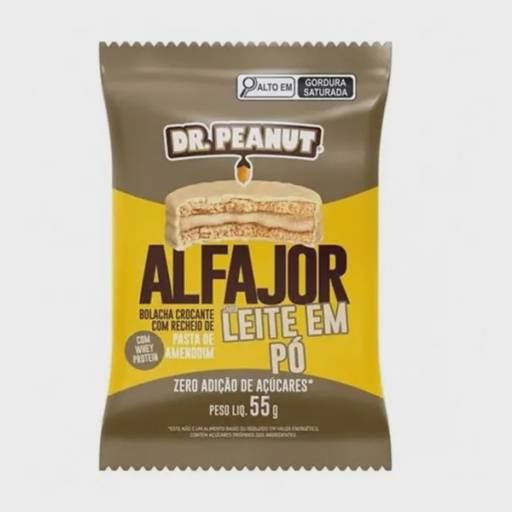 Alfajor com Whey Protein e Pasta de Amendoim sabor Leite em Pó 55g - Dr. Peanut
