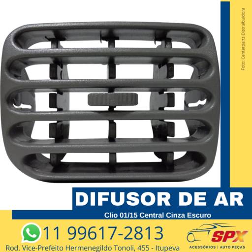 DIFUSOR DE AR CLIO01/15 CENTRAL CINZA ESCURO