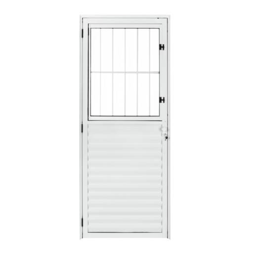 Porta Social Alumínio Branco c/ Postigo de vidro