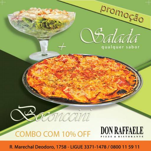 Combo Salada de qualquer sabor + Boconccini com 10% Off por Don Raffaele Pizze & Ristorante