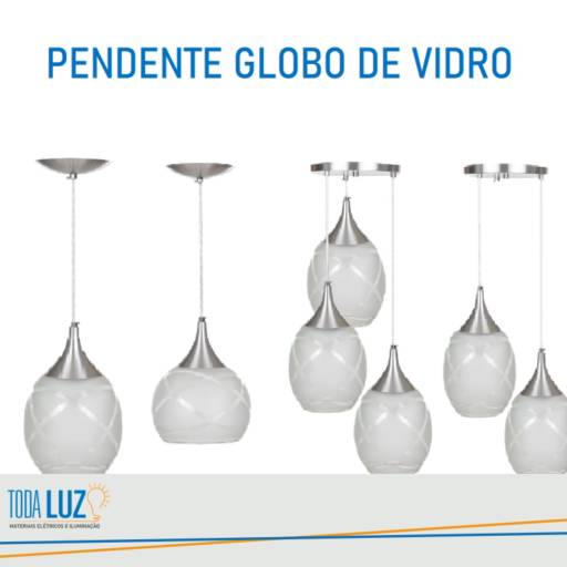 Pendente Globo de Vidro por Toda Luz Materiais Elétricos e Iluminação