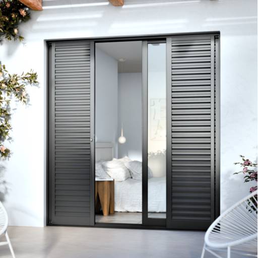 Porta de Correr Central Balcão - preta