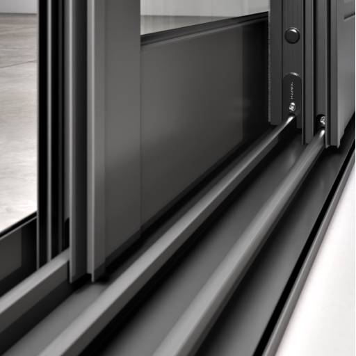 Porta de Correr Central Balcão - preta detalhe