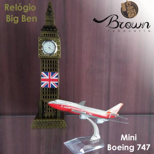 Relógio Big Ben + mini Boeing 747 por Brown Tabacaria