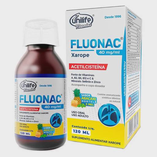 Xarope Fluonac Acetilcistena sabor Abacaxi 40mg 120ml - Unilife