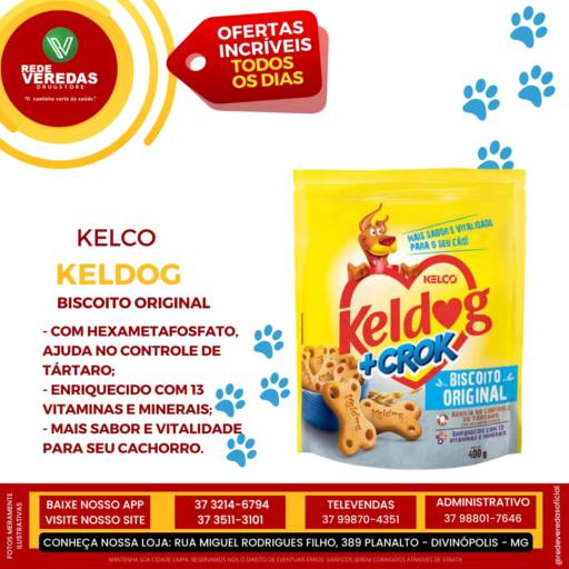 Biscoito Original Keldog 400mg por DROGARIA REDE VEREDAS - FARMÁCIA EM DIVINÓPOLIS