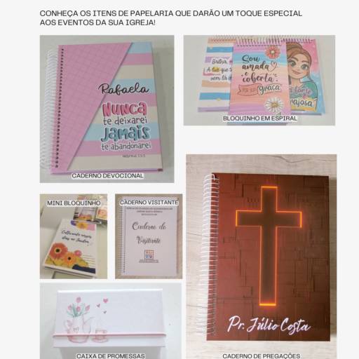 Presentes e brindes de papelaria para eventos em igrejas em Botucatu, SP por Baby Grudy Encadernação e Cartonagem