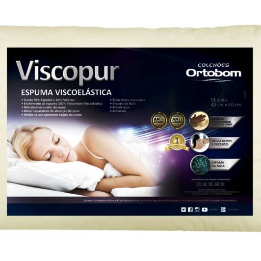 Travesseiro Viscopur Ortobom por Colchões Ortobom - JK Vila Portes