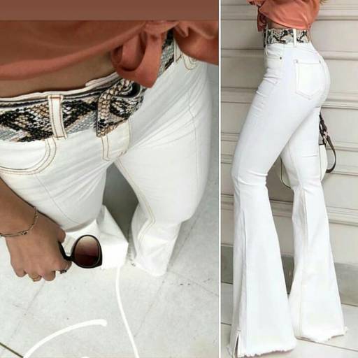 Calça flare com cinto por Loja Catherine