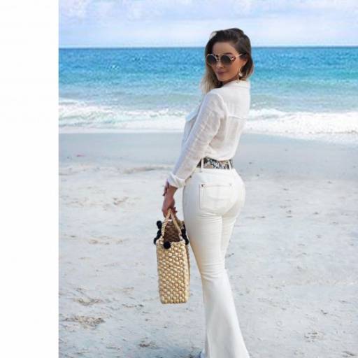 Calça flare com cinto por Loja Catherine