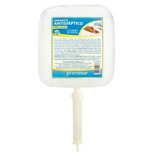 Sabonete Líquido Refil Com Bico Dosador Antisséptico Triclosan Premisse Embalagem de 800ml.