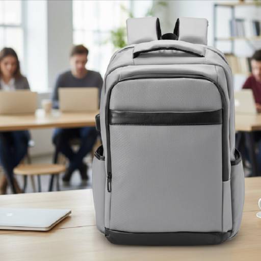 Mochila em Couro Sintético USB 26 Litros