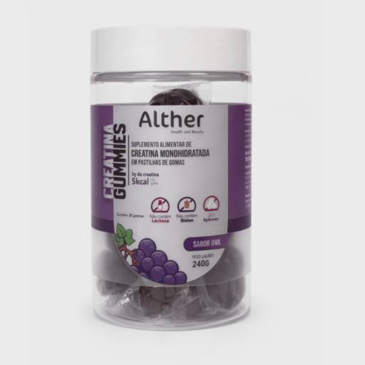 Creatina Gummies Alther sabor UVA – 3g por goma | 30 unidades
