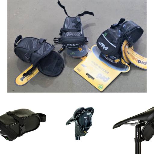 BOLSA SELIM PRETO BIKE PRO 1 ZIP LOGO FAIXA REFLETIVA PBK em Bauru, SP por Two Force Bike Shop