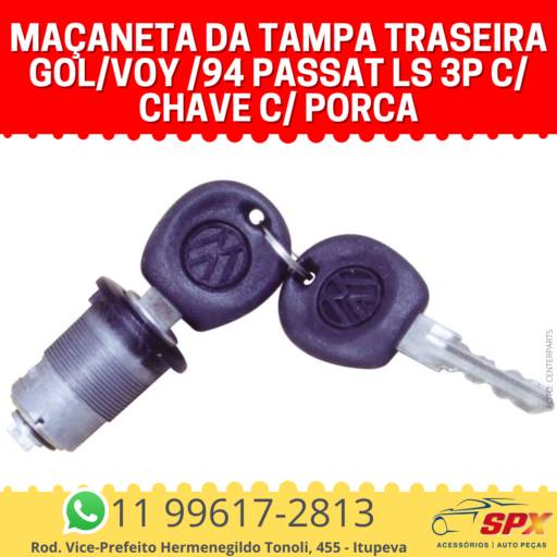 Maçaneta da Tampa Traseira Gol/Voy /94 Passat LS 3P c/ Chave c/ Porca em Itupeva, SP por Spx Acessórios e Autopeças