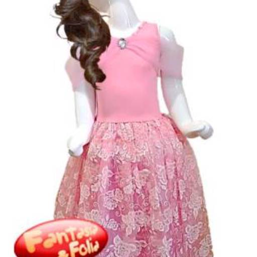 2741 - Princesa rosa infantil (tamanho 6) em Tietê, SP por Fantasia & Folia