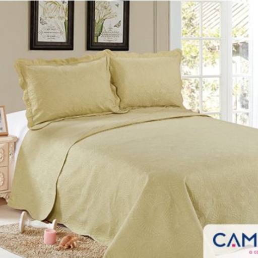 Colcha Trapunto Casal bege