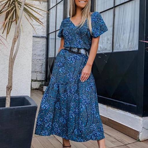 Comprar o produto de Vestido longo azul  em Moda Feminina pela empresa Loja Catherine em Bauru, SP por Solutudo