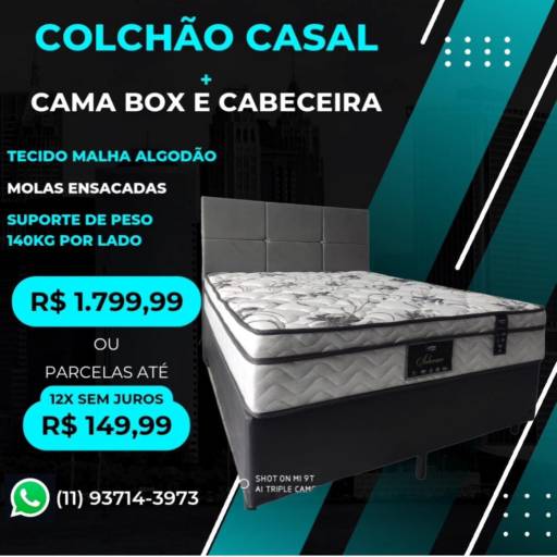 Cama Box + Colchão Casal Molas Ensacadas + Cabeceira 