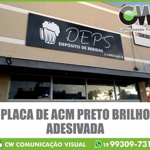 PLACA DE ACM PRETO BRILHO ADESIVADA