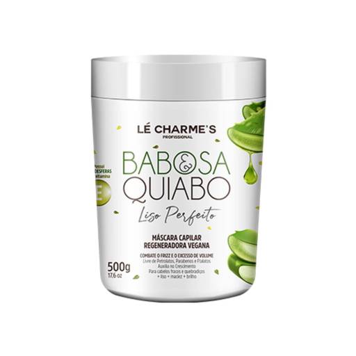 Lé Charme´s Babosa e Quiabo Máscara Capilar Regeneradora Vegana 500g