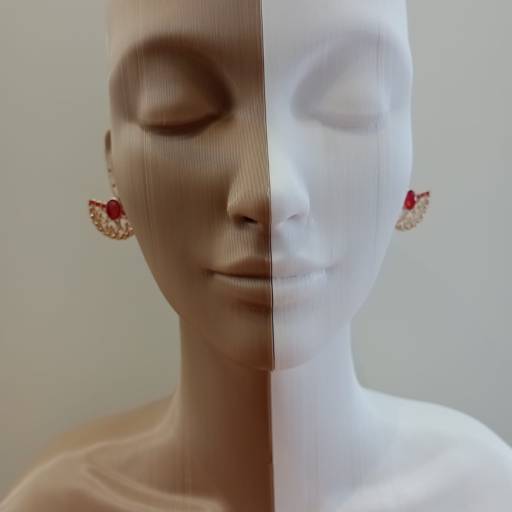 brinco dourado e vermelho